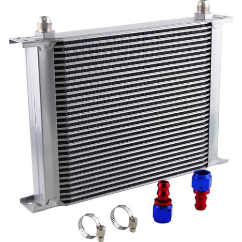 30 Row 8AN Universal Engine Oil Cooler 3/4"UNF16 + 2pcs AN8 Straight Fittings