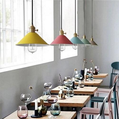 Vintage LED Lamp Modern Pendant Light Aluminum Iron Colorful Indoor Lighting Nordic Kitchen Bedroom Home Living Room LOFT Decor