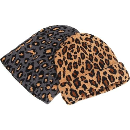 New Fashion Autumn Winter Leopard Knitted Cap Unisex Warm Beanies Hats Soft Elastic Skullcap Casual Hip Hop Hats For Men Women