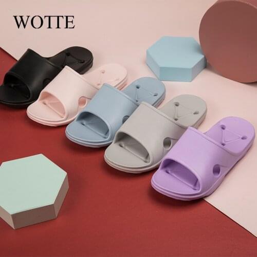 WOTTE Slippers Women Men Shoes Summer Bathroom Slipper Lovers Indoor Sandals Fashion Home Slippers Non-slip Floor Flip Flops