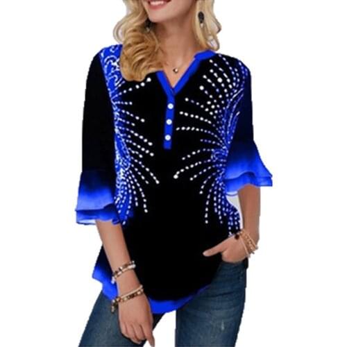 Womens T-shirt 2021 Spring and Summer New Fashion Printed 3/4 Sleeve Casual Plus Size Soft and Comfortable Thin Top