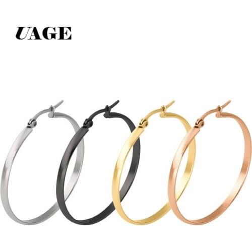 UAGE Stainless Titanium Steel Sexy Exaggerated large Earrings Round Buckle Hoop Earrings Accessories for Women Jewelry Gift