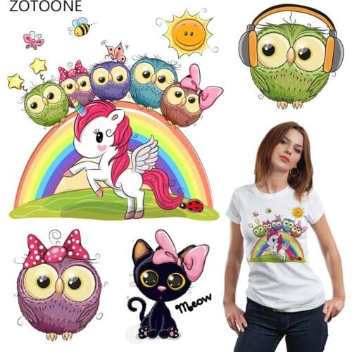 ZOTOONE Cute Cat Stripes Iron on Transfer Patches on Clothing Diy Patch Heat Transfer for Clothes Decoration Sticker for Girls G