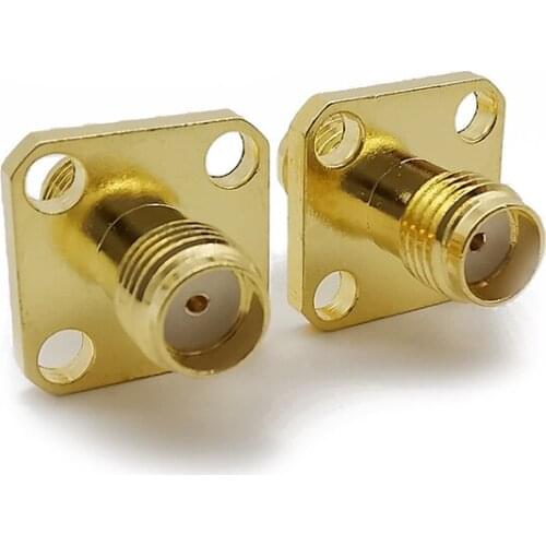 1/2Pcs SMA Connector Female Jack 4 Holes Flange To SMA Connector Female Jack Straight RF Adapter Connectors SMA Video connector