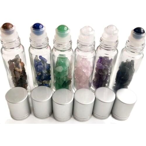 1Pcs Ball Bottle Essential Oil Natural Crystal Roller Gravel Bottle For Aromatherapy Healing Gift