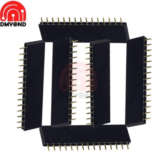 10pcs Set 15Pin Single Row Straight Female 2.54mm Pitch PCB Female Pin Header 1*15P Straight Needle Connector Socket for PCB 15P