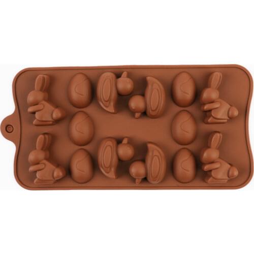 14 Cavity Cartoon Duck Rabbit Egg Silicone Mold Cake Baking Tools DIY Ice Tray Chocolate Pastry Bread Tools
