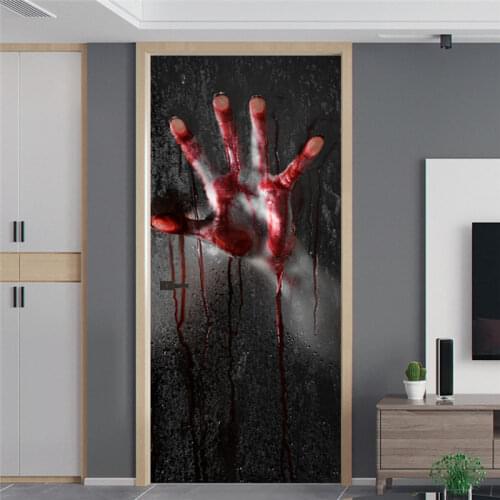 2Pcs/Set Halloween Horrible Ghost Door Stickers Creative Halloween Decor Funny Door Stickers Glass Window Sticker 77x200cm U3