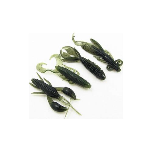 4PCs 6cm Soft Silicon Shrimp Shaped Crankbait Popper lure Set Swivel Jigging Wobbler Bass Artificial Ephemera Fishing Lures