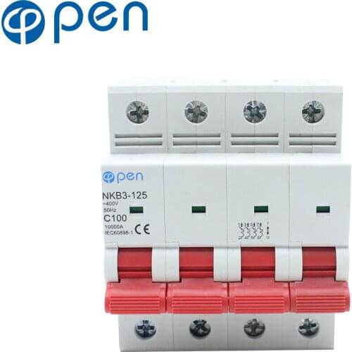 4P 125A 10kA breaking capacity MCB min circuit breaker over load /short circuit protection