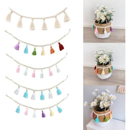 6 Color Handmade Woven Tassel Garland Decor For Rattan Woven Basket Bohemian Macrame Beads Ornaments Home Hanging Decoration