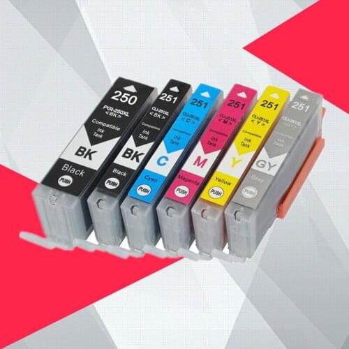 6Pack PGI-250 pgi250 250XL pgi 250 251 ink cartridge For Canon pgi250xl cli251xl MX922 IX6820 MG5420 MG5422 MG5520 printer