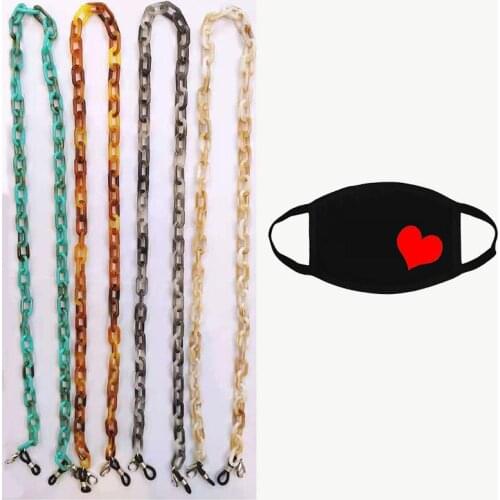 63cm Acrylic Sunglasses Chain Women Anti Anti-lost Slip Reading Eyewears Ribbon Clip Mask Holder Rope Neck Strap Lanyard