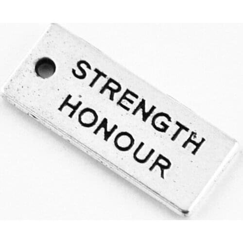DIY jewelry making accessory metal antique silver two sided message strength honour charm pendant inspire gym jewelry accessory