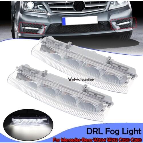 Car Front Left & Right LED DRL Daytime Running Lamp Fog Light Signal Bulb 12V For Mercedes-Benz W204 W212 C250 C280 C350 E350
