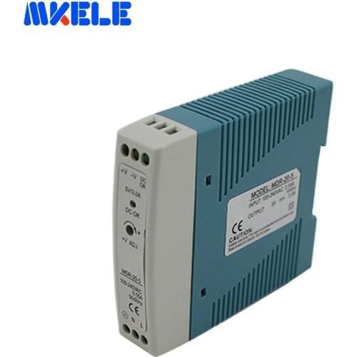 Free Shipping MDR-20 20W 5V 12V 15V 24V AC DC DIN Rail Mini Single Power Supply For LED Driver Voltage Regulator Power Supply