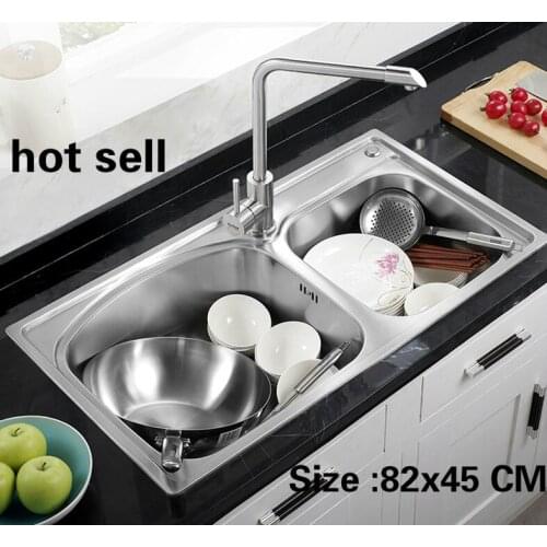 Free shipping Apartment 304 stainless steel standard kitchen double groove sink do the dishes hot sell 82x45 CM