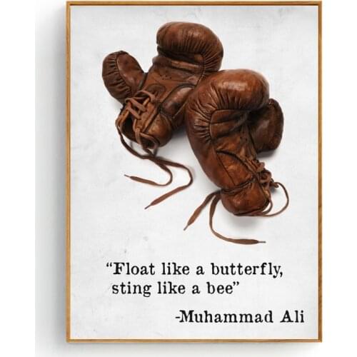 Boxing Glove Art Muhammad Ali Motivational Quotes Art Silk Fabric Poster And Print Wall Art Picture Painting Home Decor