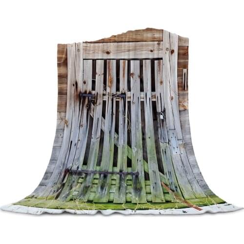 Wooden Door Moss Barn Farm Coral Fleece Blanket Cover The Bed Flannel Sofa Blanket Small Blanket for Kids Home Textile