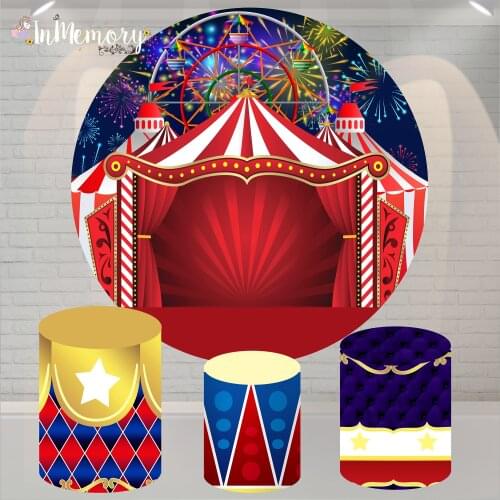 Fireworks Circus Carnival Birthday Party Round Backdrop Newborn Children Portrait Circle Background Baby Shower Party Decor