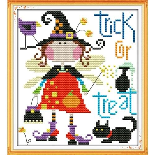 Halloween Elf Chinese Cross Stitch Kits Ecological Cotton Stamped Diamond Painting Printed 11CT DIY Wedding Decoration For Home