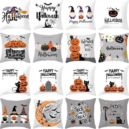 Halloween Pillow Cover Pumpkin Cushion Cover Creative Decorative Sofa Pillowcase Home Car Pillowcase Print Party DIY Decoration