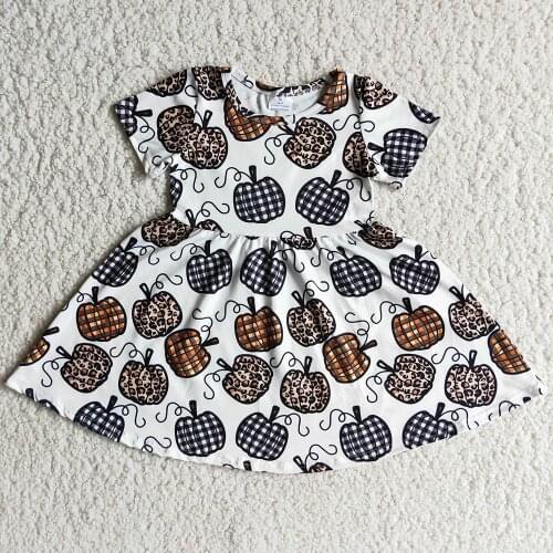 Hot Sale Kids Designer Clothes Girls Dresses Fall Halloween Girls Boutique Dress Fashion Pumpkin Baby Girls Dress Wholesale Sets