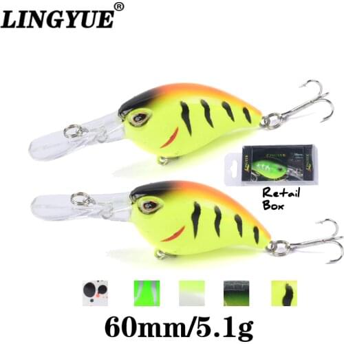 LINGYUE 1pcs Trout Minnow Fishing Lure 5.1g 60mm FAT Mini Crankbait With 2 Hooks Artificial Bait Freshwater Fishing Bait