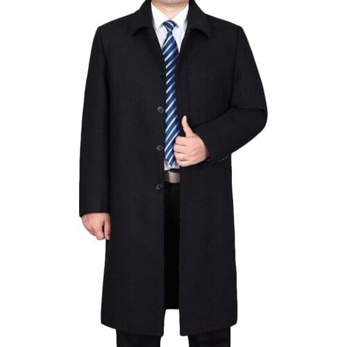 MenS Wear Coat Fold-down Collar Mens Woolen Coat Jacket Trench Coat windbreaker