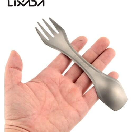 Lixada Titanium Fork Spoon Set 17cm Tea Coffee Spoons Cutlery Camping Spoon Fork Outdoor Tableware Hiking Picnic Travel Utensils