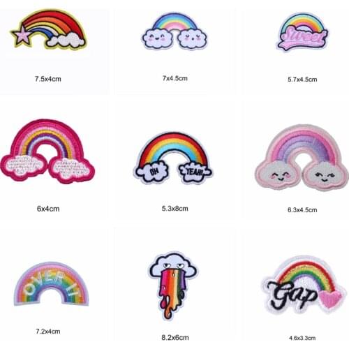 Rainbow Patches On Clothes Expression Sticker Stripes Badge On The Back Ironing Applications Embroidery Patch Iron On Patches