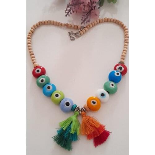 Goodtime Evil Eye Beaded & Basement Stone Necklace Women Handmade Jewelry