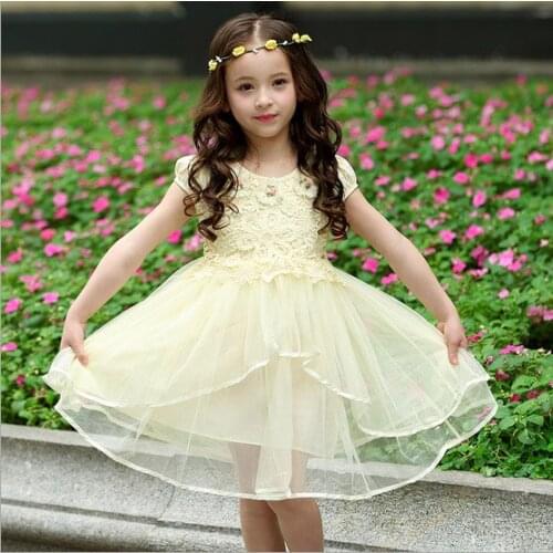 Girls dress summer 2017 new bitter fleabane bitter fleabane gauze princess dress with short sleeves