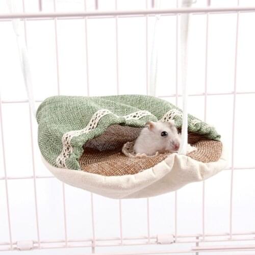 Hamster Hanging Hammock Bed with 4 Hooks for Small Animals Hideout House for Chipmunk Pups Small Pet Playing Sleeping Climbing
