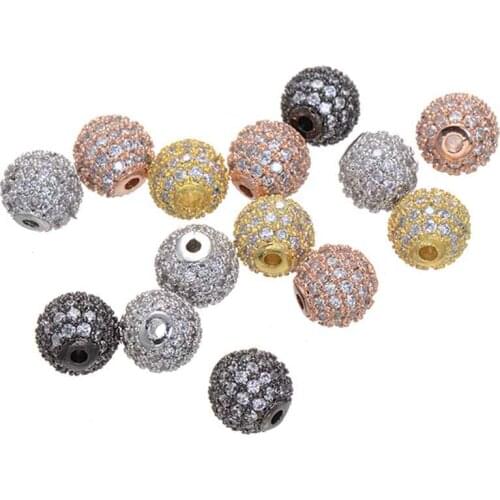 Supplies For Jewelry Wholesale 6mm Cubic Zirconia Disco Round Rhinestones Ball Fit DIY Bracelet Charm Spacer Beads Craft 10 pcs