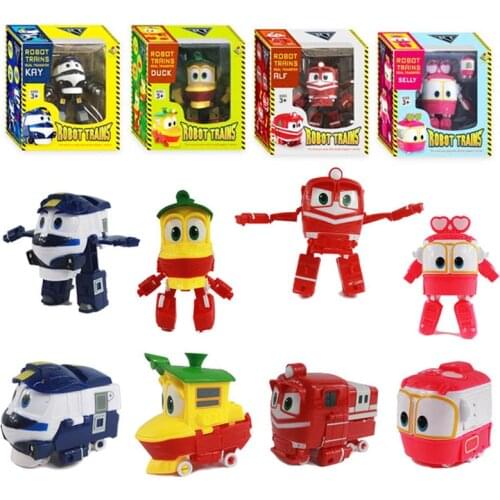 Robot Trains Transformation Kids Juguetes 13cm PVC RT Model Kay Alf Duck Figure Robot Car Family Anime Figure Toys for Boys