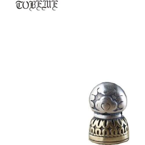 Handmade 925 Silver Tibetan Lotus Seal Pure Silver Buddhist Malas Amulet Buddhist Prayer Seal Bead Tibetan Seals