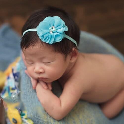 Little Flower Princess Pearl Rhinestone Baby Headband Kids Elastic Hair Band Cute Newborn Flower Hair Accessories W054