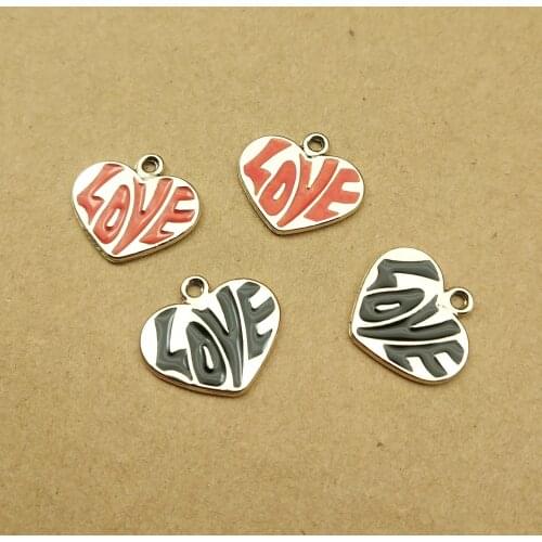 10pcs 16x18mm enamel love charm for jewelry making and crafting earring pendant necklace and bracelet charm