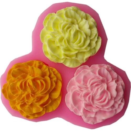 3 Hole Flower Silicone Mold Fondant Clay Molds Sugar Craft Tools Chocolate Soap Candle Cookie Molds Pudding Cakes Gumpaste Mold