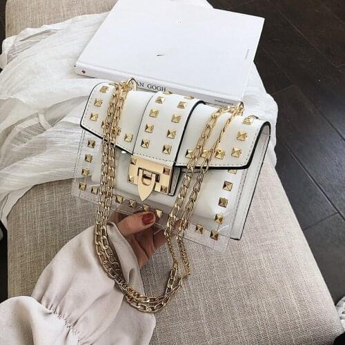 Bag Designer Lady Handbags Fashion Rivets Messenger Bag Chain Transparent Shoulder Crossbody Bags Women 2020 Small Package Bags