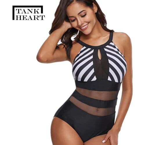 Tank Heart Swimwear With Mesh