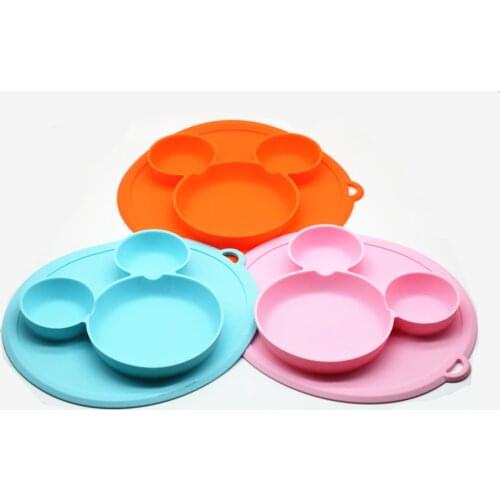 Plate for Kids with Silicone Baby Bowl Suction BPA Free Feeding Baby Tableware Children Dining Dishes