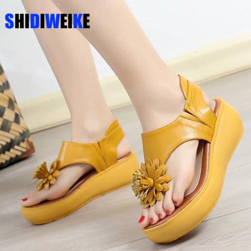 Women Flat Platform Sandals 2021 Summer Genuine Leather Handmade Shoes Women Summer Sandals Slip on Ladies Shoes Sandal AB648