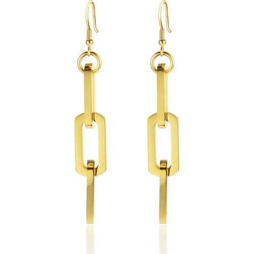 Stainless Medical Steel Chain Link Dangle Drop Earrings Gold Color Hook Jewelry For Women Gift France Style