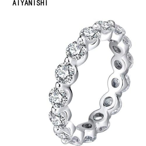 AIYANISHI Fashion 925 Sterling Silver Wedding Full Eternity Band Ring For Women Gift For Ladies Girl Party Lover Rings Jewelry
