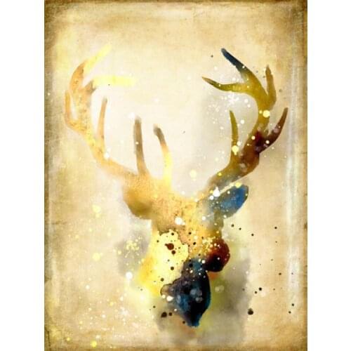 Golden Elk New Nordic Ins Style Decoration Painting Wall Pictures for Living Room Oil Canvas Anime Poster Print Art Set Decor