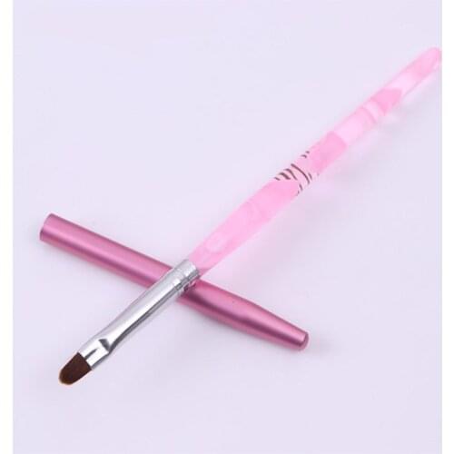 1PC Acrylic Nail Painting Brush Pink Handel UV Gel Pen Powder Cleaner Pen Round Head with Cap Manicuring Nail Art Tools