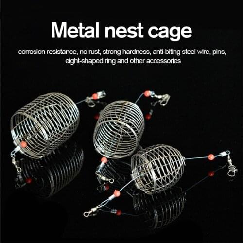 1PC Fish Small Stainless Steel Bait Cage Basket Feeder Holder S/M/L Size Fishing Lure Bait Cage Fishing Accessories Tackle