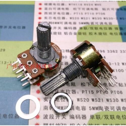 100PCS B100K WH148 double potentiometer 6 foot amplifier volume audio volume sound potentiometer 20MM handle long tuning